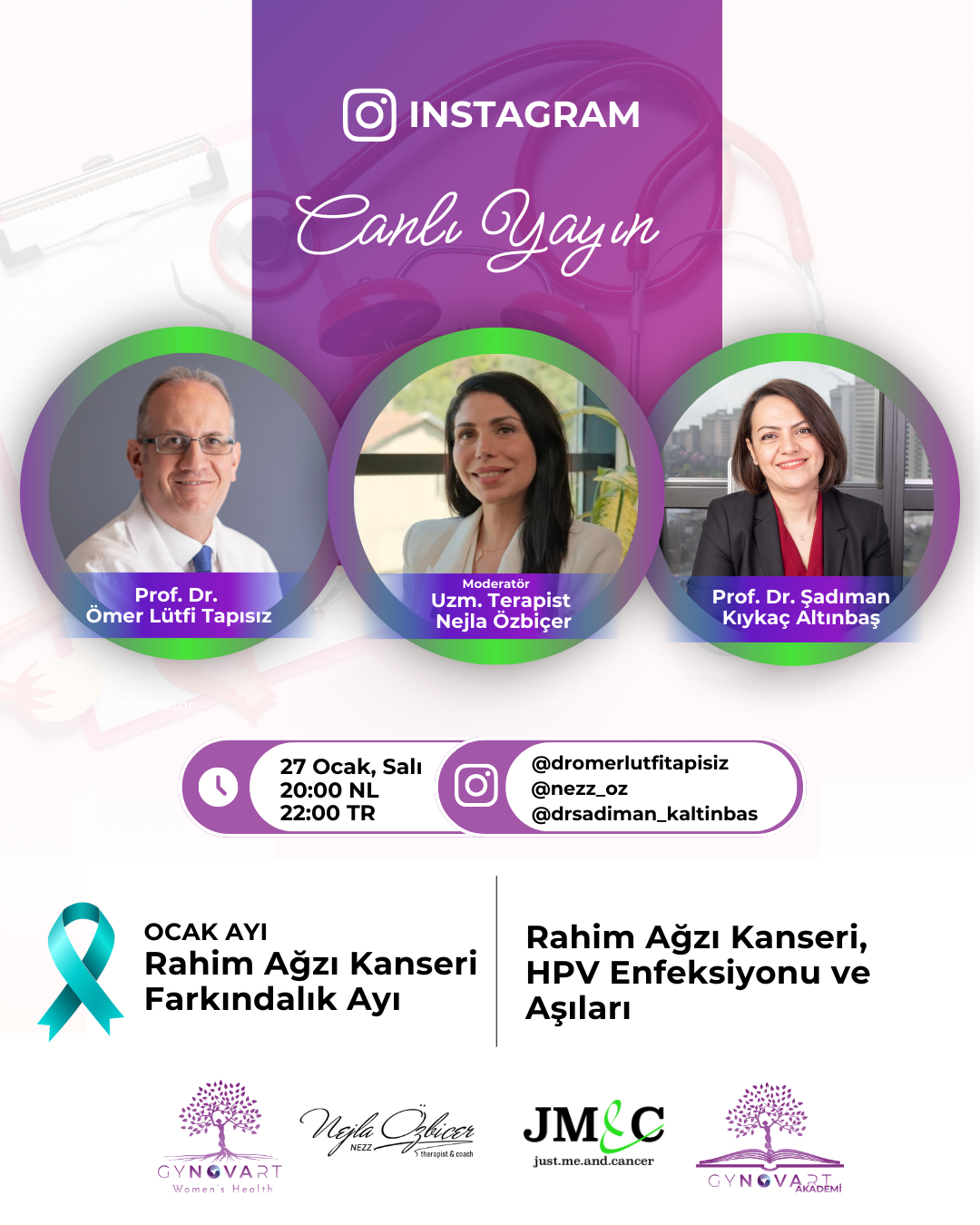 Rahim Ağzı Kanseri, HPV Enfeksiyonu ve Aşıları – Instagram Canlı Yayını