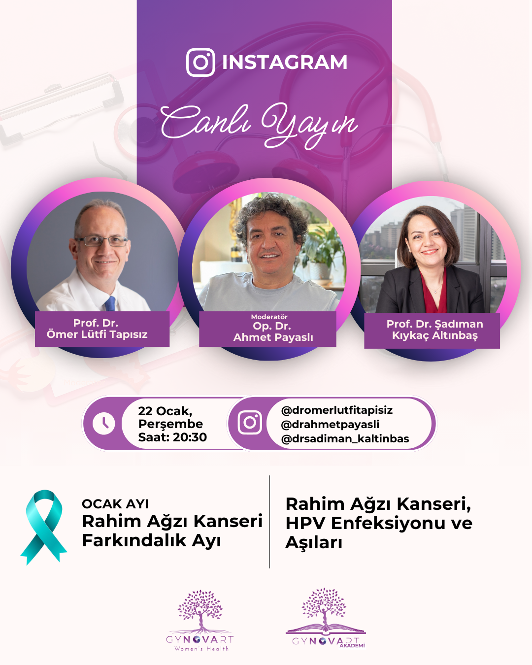 Rahim Ağzı Kanseri, HPV Enfeksiyonu ve Aşıları – Instagram Canlı Yayını 